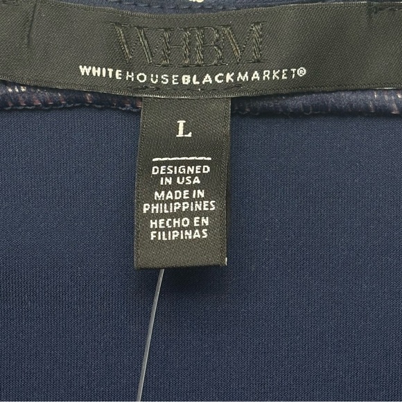 NEW WHBM Matte Jersey Draped Cowl Neck Shell Top Size L Officer Blue Cap Sleeve - Picture 7 of 10